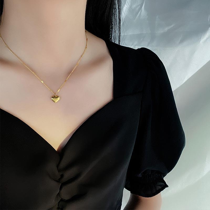 Stainless Steel Gold Color Love Heart Necklace