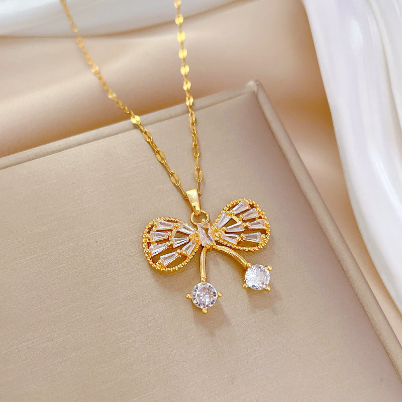 Micro Inlaid Butterfly Necklace Vintage Style Personalized